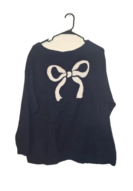 Torrid Navy Blue Bow Sweater Size 0