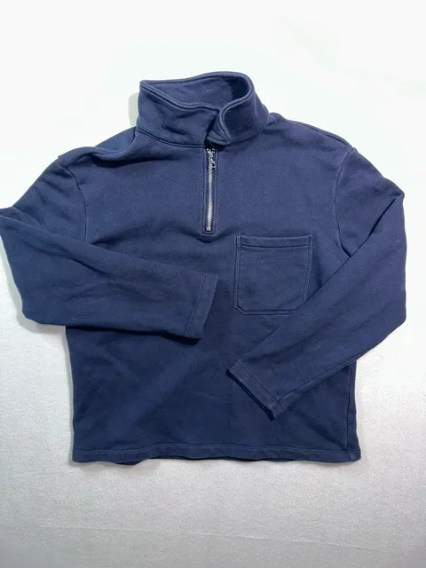 H&M Quarter Zip Pullover Navy Blue Pocket Sweatshirt