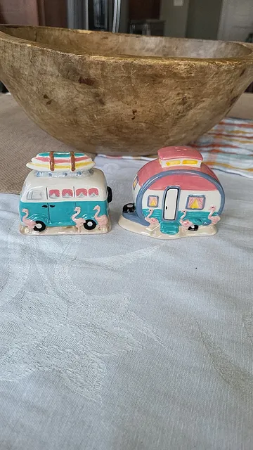 Flamingo Camper and Surf Van Salt & Pepper Shaker Set