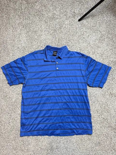 Nike Golf Polo Shirt Size XL Blue Striped Short Sleeve Golf Shirt