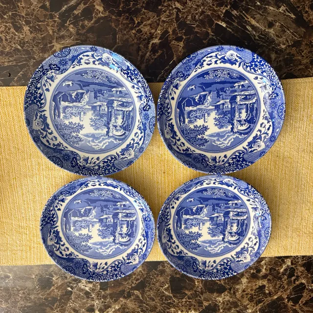 Spode Italian Blue White Salad Plates Set Of 4