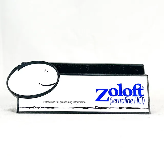 Vintage Zoloft Sertraline Pfizer Pharma Advertising Business Card Holder Desk