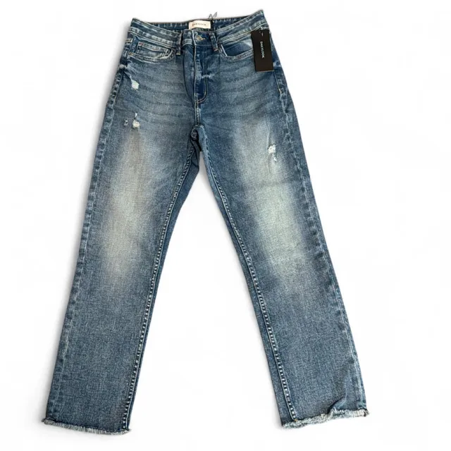 Dailylook Straight Distressed Jeans womens Size 30 Blue Raw Hem nwt