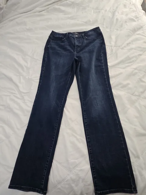 Nydj Sheri Slim Jeans Size 8 Dark Wash Lift Tuck Denim
