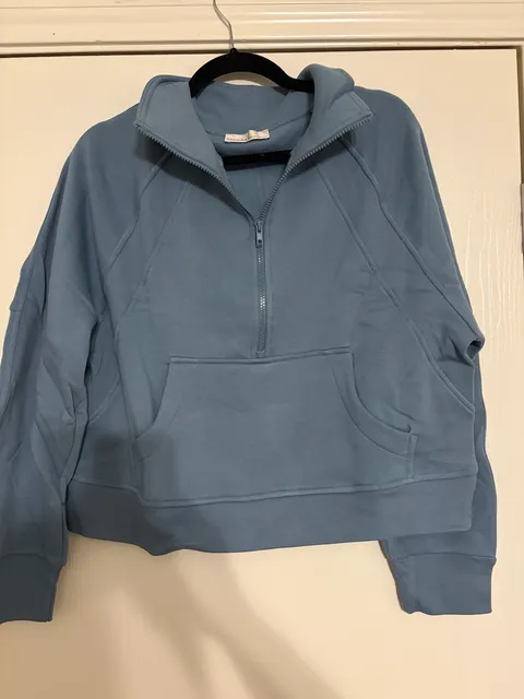 Zenana Half Zip Pullover Sweatshirt Size L Blue