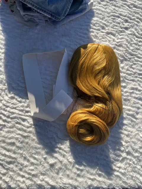 Synthetic Long Wavy Blonde Wig With Bun