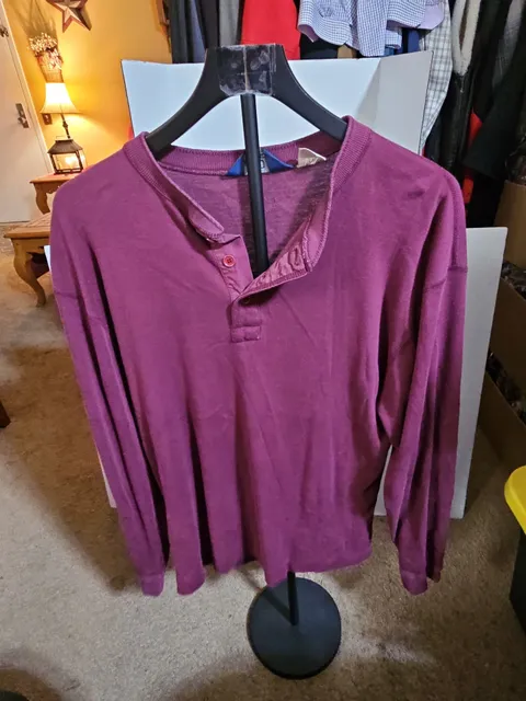 Woolrich Long Sleeve Henleys Size L Red Cotton Blend