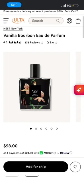 NEST New York Vanilla Bourbon Eau de Parfum Perfume