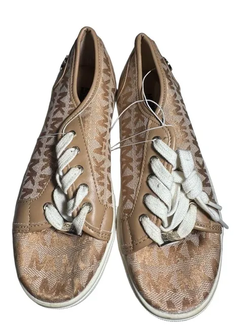 Michael Kors MK Logo Sneakers Kids Size 1 Tan Cream New Without Tags