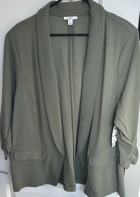 Bar III Essentials Blazer Jacket Size 2X Dusty Olive Open Front