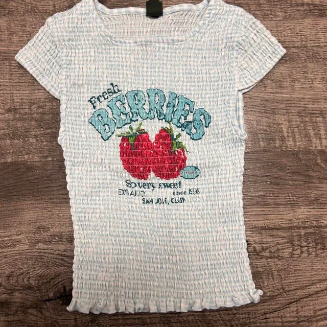 Wild Fable Fresh Berries Smocked Top Size S Blue Gingham