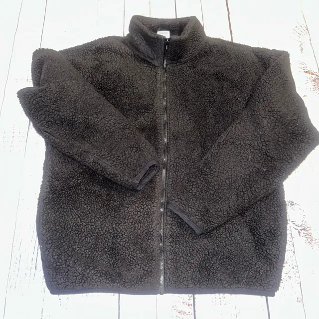 Victoria's Secret PINK Sherpa Full Zip Fleece Jacket Size XS Black