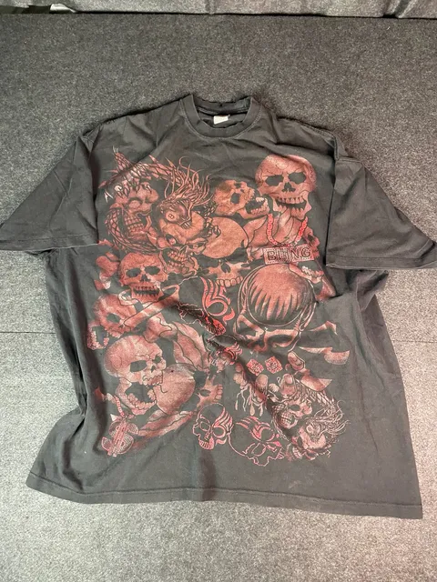 Club 21 Skull Bling Graphic T-Shirt 4XL Tall Black Pre-Shrunk