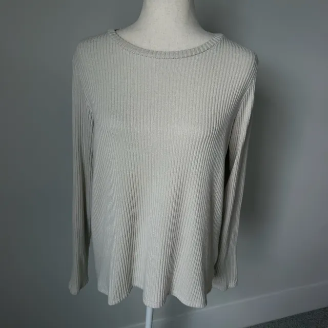 American Eagle Ribbed Sweater Size L/G Beige Long Sleeve Pullover