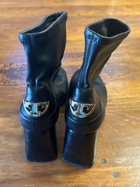 Tory Burch Boots Size 7M Black Leather Ankle Heel