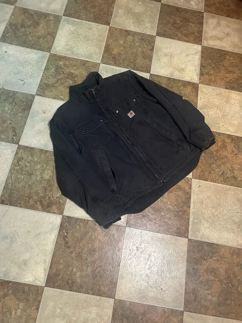 Carhartt J293 Jacket Size L Black Quilted Insulated Workwear Coat