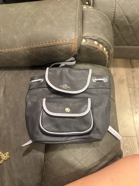 Coach Billie Leather Backpack Navy Blue