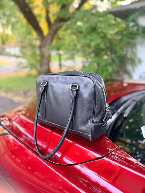 Vintage Coach Leather Satchel Handbag Black 7738