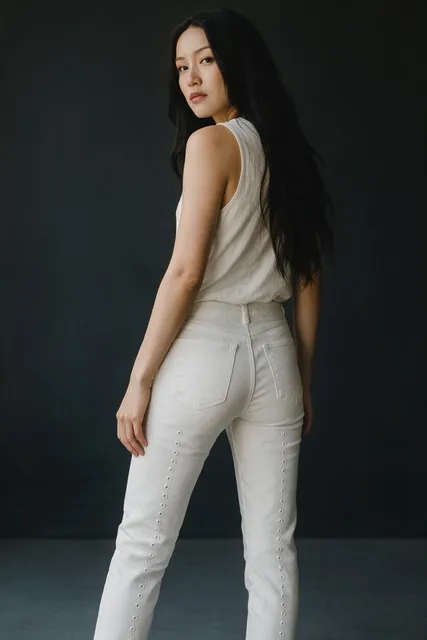 J Brand Skinny Jeans Size 28 White Grommet Detail