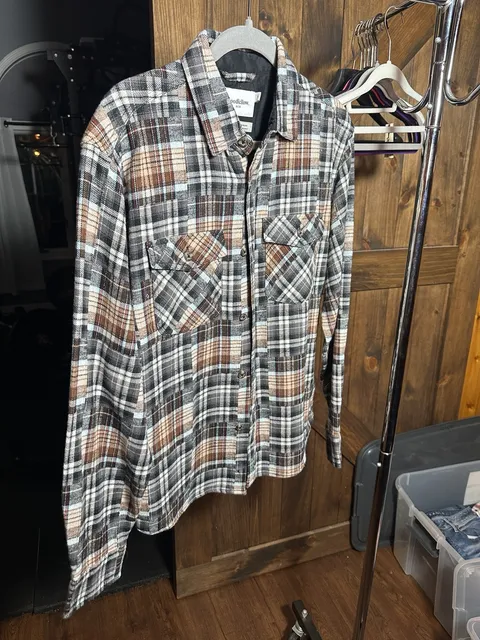 Goodfellow & Co Mens Size M Patchwork Plaid Heavyweight Button ...,