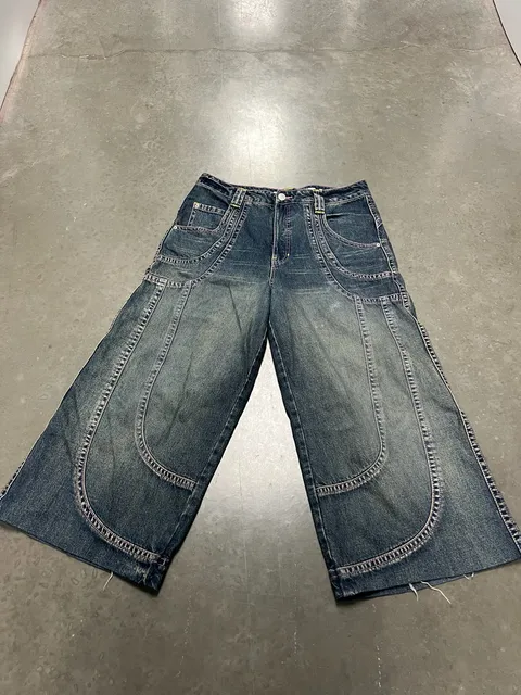 A.LAB Analog Curved Blue Wash Rave Jeans Size 12 Baggy