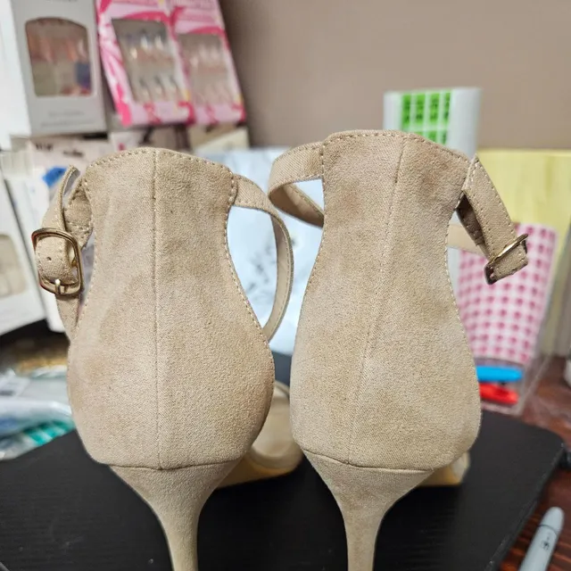EleElax Nude Ankle Strap High Heel Sandals