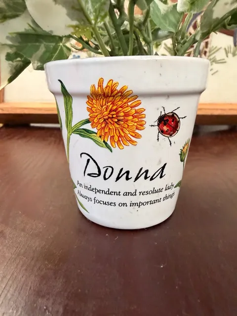 Personalized Donna Name Meaning Stoneware Votive Candle Holder Pot