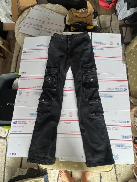 Fashion Nova Cargo Denim Jeans Size 5 Tall Black Utility Pants