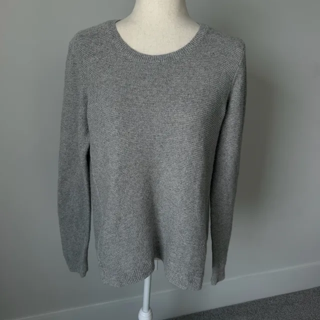 Madewell Crewneck Sweater Size L Gray Cotton Blend Knit Pullover