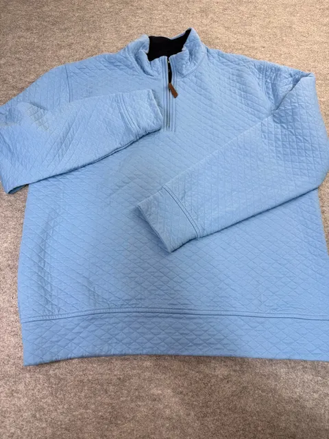 Lands' End Quilted 1/4 Zip Pullover Sweatshirt Size L 42-44 Light Blue