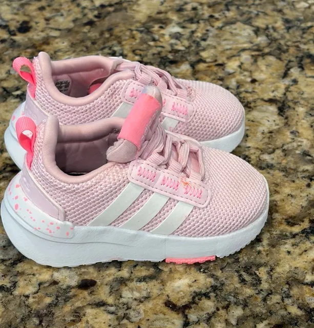 Adidas Sneakers Size 4K Pink White Mesh Toddler Shoes