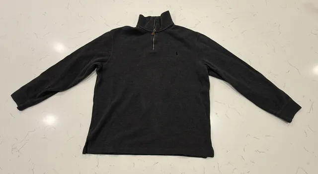 Polo By Ralph Lauren Quarter Zip Sweater Size L Charcoal Gray Cotton