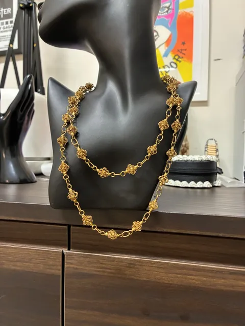 RARE! Antique Victorian Filigree Cage Sautoir Necklace Gold Tone Wire Ball Chain