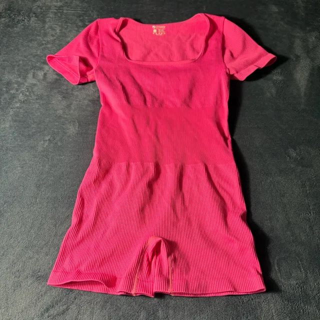 GOQQ Ribbed Romper Size M Pink Short Sleeve Square Neck