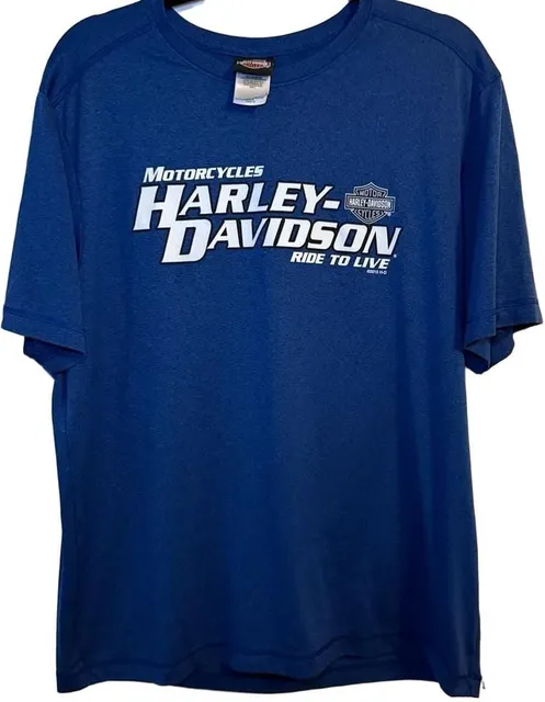 Harley-Davidson Laugerman's York PA Performance T-Shirt Blue Motorcycle Biker
