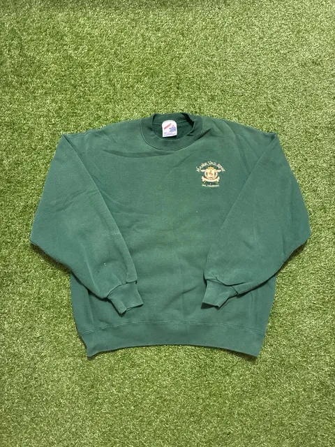 Vintage Jerzees Manor Vail Lodge Sweatshirt Size XL Green Embroidered