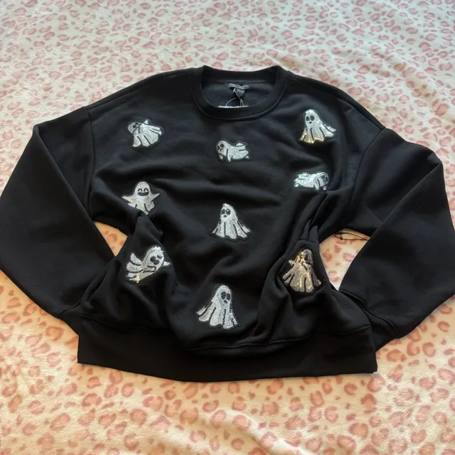 Better Together Sequin Ghost Black Sweatshirt