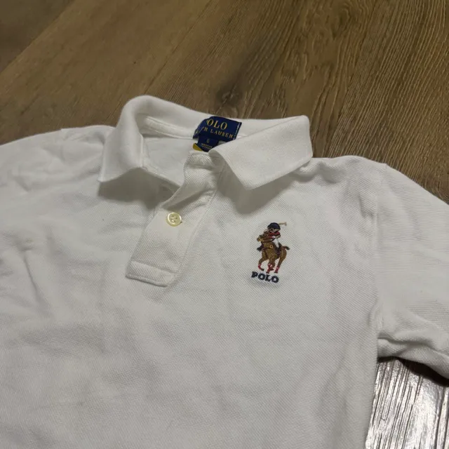 Polo Ralph Lauren Polo Bear Polo Shirt Size 6 White Cotton