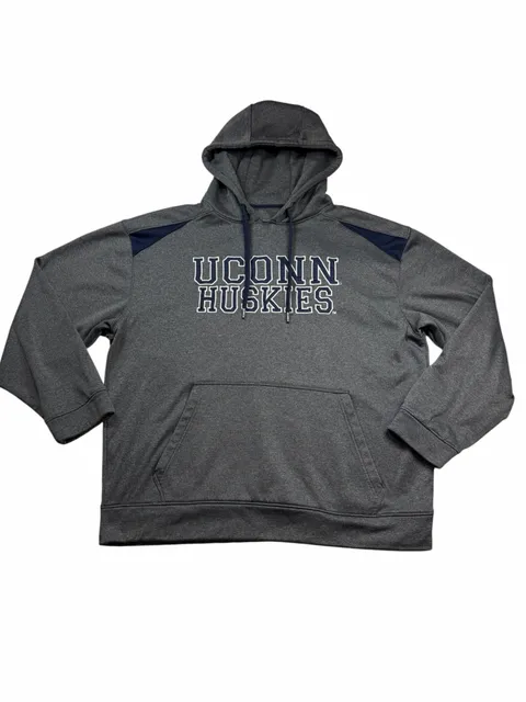 UConn Huskies Hoodie Mens Gray Navy Pullover NCAA College Sweatshirt No Size