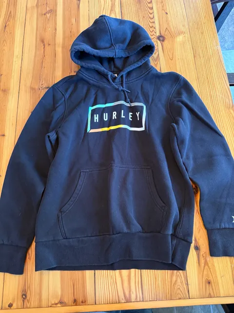 Hurley Pullover Hoodie Size M Black Graphic Logo Sweatshirt