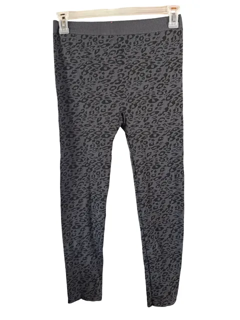 Memoi Monochrome Cheetah Leggings Gray Leopard Print