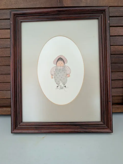 P. Buckley Moss "Mako" Framed Print Signed Numbered 340/1000 Vintage Folk Art