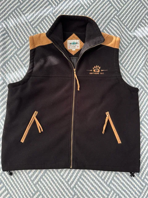 EXP Designs Fleece Vest Size L Smithers BC Black Tan