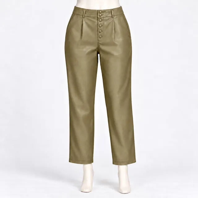 PAIGE Maria Pants Size 10 Dark Brushed Olive Faux Leather High Rise Ankle NWT