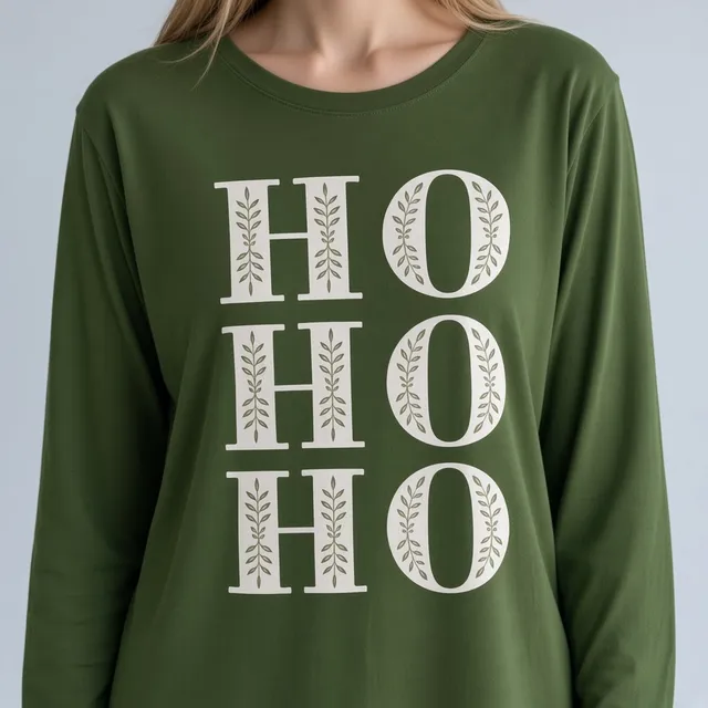 Old Navy Ho Ho Ho Long Sleeve Graphic T-Shirt Size 2X Green