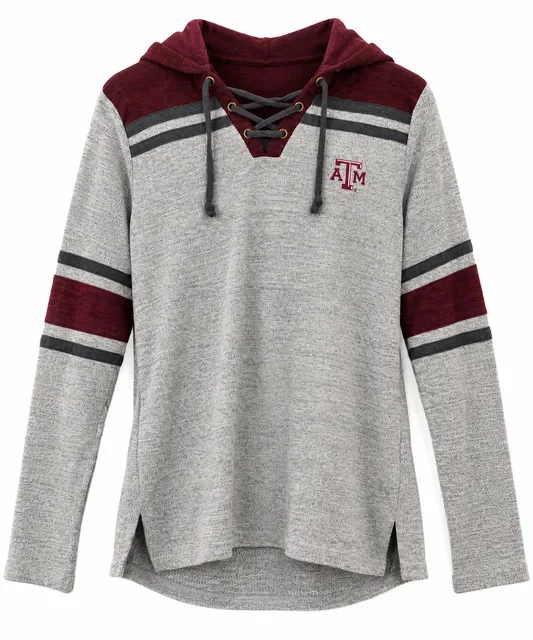 Texas A&M Aggies Antigua Women’s Medium Gray Maroon Lace Up Hoodie Long Sleeve