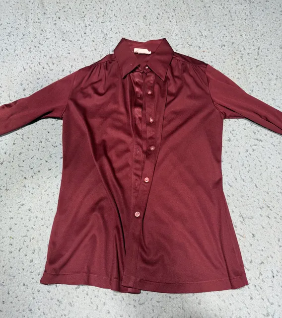Bobbie Brooks Long Sleeve Button-Up Shirt Burgundy