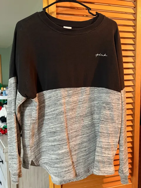 Victoria's Secret PINK Colorblock Sweatshirt Size XS Black Gray