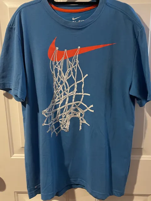 Nike Dri-FIT Basketball Net T-Shirt Size L Blue Athletic Tee