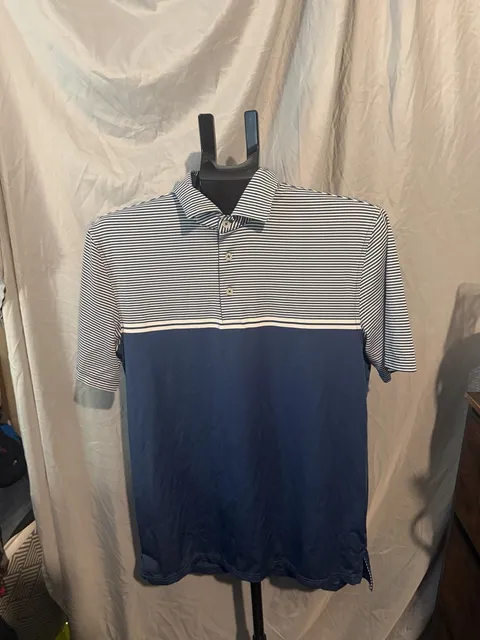 Southern Tide Performance Polo Size M Striped Blue White